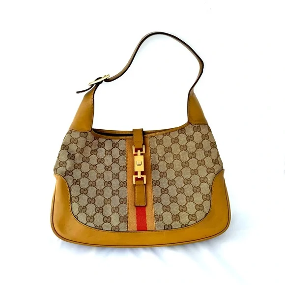 Gucci Beige and Brown Hobo Bag with Red Stripe - Picture 3 of 12